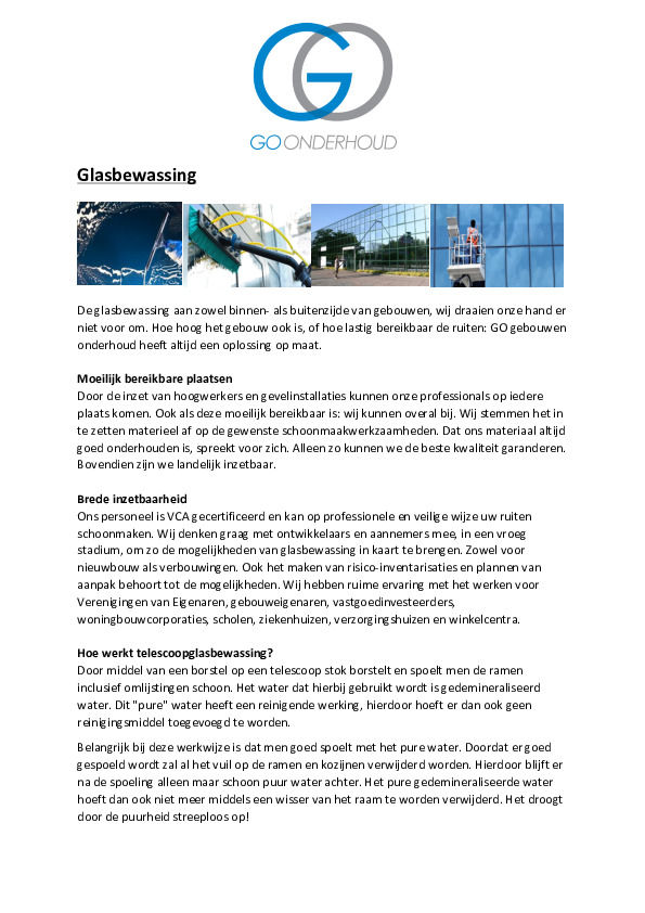 Meer informatie over glasbewassing