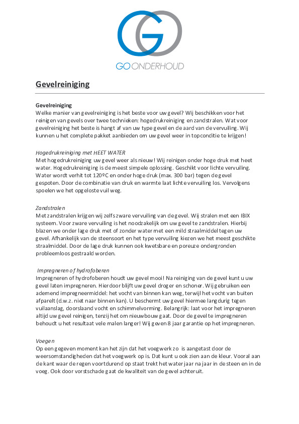 Meer informatie over Gevelreiniging Meer informatie over Gevelreiniging